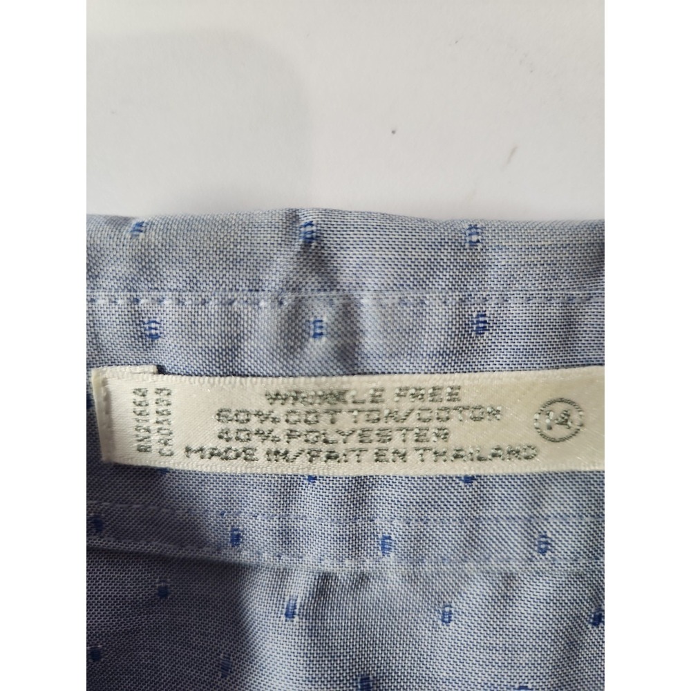 Foxcroft Womens Blue Wrinkle Free Button Down Shirt Size 14 Geometric Dot 101007 - Picture 4 of 10